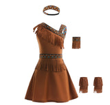 Dressy Daisy Native American Princess Halloween Costume Fancy Party Dress Up with Headband for Little Girls Size 10-12