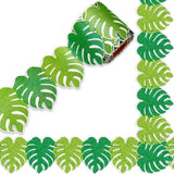 Whaline 32.8Ft Palm Leaves Bulletin Board Border Glitter Green Tropical Leaves Die Cut Trim Border Roll for Summer Classroom Cha
