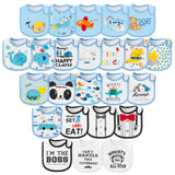 2ooya Cotton Waterproof Baby Bibs - 24Pcs Blue Adjustable Hook Loop Closure Infant Bib Newborn Babies Food Bibs Keepsake Baby Gi