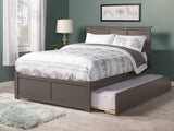 AFI Madison Queen Size Platform Bed with Footboard & Twin XL Trundle in Grey