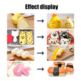 Cute Cat Rice Ball Molds 6 Sets Sushi Molds Bento Box Accessories Kits with 1PC Musubi Maker Press Mold, 2PCS Gimbap Molds Trian
