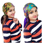 Okara Scarf Headwear Fashion Printing |Head Scarf For Girls_(Black And Pink) Pack Of 2