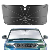 Portable Jeep Grand Cherokee 2021-2025 2026 Windshield Sunshade Umbrella with Carry Bag, 2 in1 Ice Crystal Durable Compact Shade