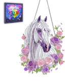 Ginfonr Diamond Painting Kits Hanging Pendant, White Horse Diamond Art Kits for Adults, Special Shaped Rhinestone Animals Diamon