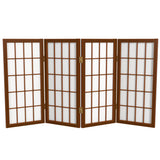 2 ft. Short Desktop Window Pane Shoji Screen - Walnut - 4 Panels