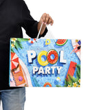 PPJ HAPPY BIRTHDAY (POOL PARTY THEME PARTY) (10 Pcs.) PAPER CARRY BAG, 18.5 Inch X 12.5 Inch X 5.5 Inch RETURN GIFT/HAPPY BIRT