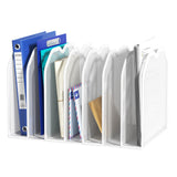 FANXIYQ White 7Section File Folder Organizer for Desk, Metal Vertical File Holder Stand, Desktop File Organizer Rack for Letter