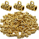 Aylifu 100pcs Bails Beads, Tibetan Big Hole Bail Tube Bead Loose Spacer Beads Hanger Connector for European Charm Bracelet Jewel