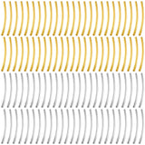 PAGOW 200 Pcs Tube Beads, 25mm Curved Noodle Beads, Gold Silver Spacer Beads for Jewelry Making DIY Necklace Bracelet Findings