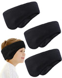 Jenpen 3 Pcs DoubleLayer Ear Warmer For Kids HeadbandKnit Fuzzy Lined Winter Ear Muffs Cover For Boys Girls Ski Cycling(Black 