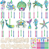 JellyArch 30 Pack Summer Ocean Wind Chime Kit for Kids, Sea Animals Beach Crafts DIY Make Your Own Marine Creature Shell Whale W