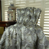 Plutus Brands Rabbit Fur Throw Pillow, 102 X 116, Gray/Ivory/Champagne