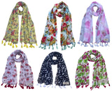 Fusfus WomenS Printed Chiffon Scarves And Stoles, Free Size(Multicolour, Fs2301) Pack Of 6 (Multicolor4)