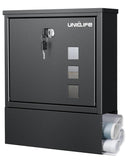 Uniclife Wall Mount Mailbox, Mailboxes for Outside, Large Modern Mail Box with Key Lock, Security Locking Drop Box for Newspaper