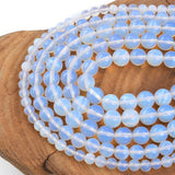 PLTbeads Gorgeous White Opal Natural Gemstone Loose Beads 8mm Smooth Round Approxi 15 inch DIY Bracelet Necklace for Jewelry Mak