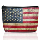 Retro American Flag Cosmetic Bags for Women,USA Flags Small Makeup Bag for Purse Travel Toiletry Bag Make up Accessories Organiz