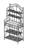 Pilaster Designs Leroy Transitional 5 Tier Freestanding Kitchen Bakers Rack With Black Metal Frame And Walnut Wood Center Shelf