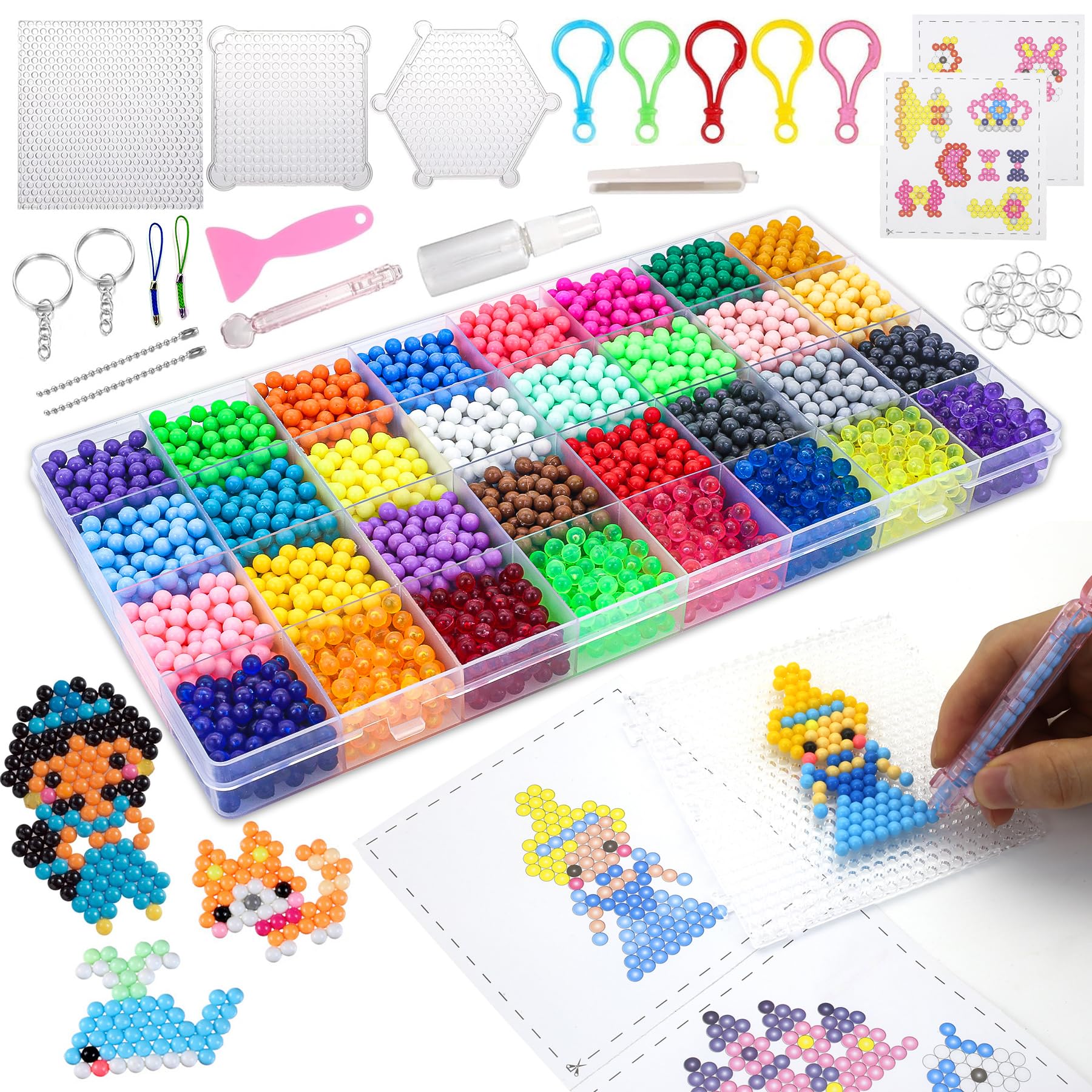 Fuse Beads Kit for Girls Ages 6+ - 4400 Pcs 5mm Beads in 32 Colors with Spray Bottle, Puzzle Guide, Clamps & Chains | Creative D