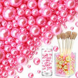 Towenm 2300PCS No Hole Pearl Beads for Vases Filler, Floating Pearls for Centerpieces Vases, Faux Pink Round Pearls for Crafting