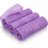 3 Rolls Poly Burlap Deco Mesh -10 Inch Wide Deco Poly Decorative Mesh Ribbon Wrapping Ribbon Rolls for Home Door Wreath Decorati