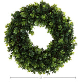 12-Inch Boxwood Wreath - Round UV Resistant Artificial Spring, Summer, Fall, or Winter Wreath - Indoor/Outdoor Wreaths for Front