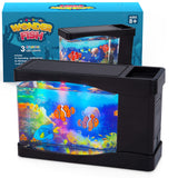 Artificial Fish Tank Virtual Ocean Toy in Motion Lamp - Mini Office Desk Aquarium 3 Colorful LED Lights, Moving Bubbles, Gift fo