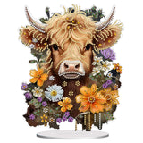 Diamond Painting Kits for Adults Beginners, 5D Full Drill Highland Cattle Crystal Art Desktop Ornament, DIY Single Sided Home Of