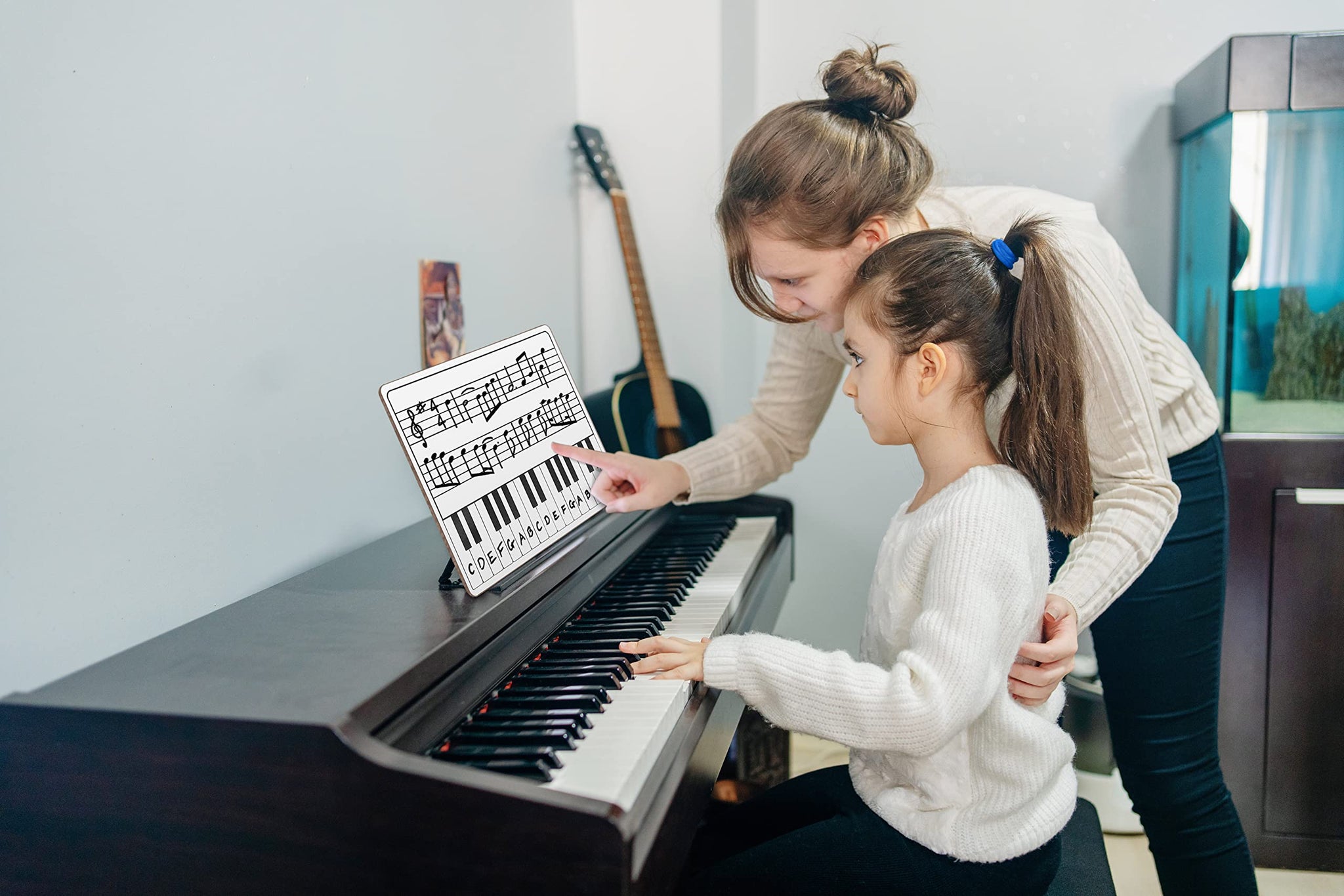 11 x 14 Inch Keyboard Practice Dry Erase White Board Lapboard l Durable Portable Double Sided Music Whiteboard for Kids Students