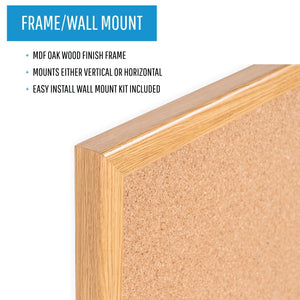 Cork Bulletin Board, Oak Mdf Frame