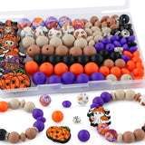 Kovict 100Pcs 12mm 15mm Pumpkin Focal Silicone Beads for Keychain Bracelet Making, 8mm Rondelle Rhinestone Spacer Beads for Pens