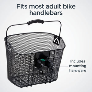 Schwinn Bike Wire Basket, Easy Quick Release Handlebar Mount, Weatherproof, Fits Most Adult Bikes, Bicycle Accessories, Medium,