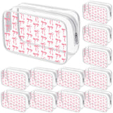 Kacctyen 12 Pcs Pink Bow Cosmetic Bag Coquette Preppy PVC Makeup Bag Bulk Clear Zippered Travel Toiletry Pouch Gift for Women Bi