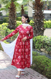 Gosriki Women'S Cotton Blend Anarkali Printed Kurta With Pant & Dupatta (Vanmati Red-Nw-Gs_L_Red_Large),Red,,B0D5VK8WD3