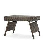Christopher Knight Home Thira Outdoor Wicker End Table with Aluminum Frame, Mix Mocha
