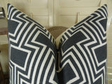 Plutus Brands Plutus Conduit Espresso Handmade Throw Pillow, 24 X 24, Black/White