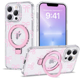 ETPESOK Compatible with iPhone 13 Pro Max Case Bow Pattern with Magnetic Ring Stand [Compatible with Mag-Safe] TPU Protective Ph