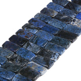 20mm Blue Dumortierite Fashion Flat Rectangle Loose Beads Double Holes DIY Jewelry Making Strand 8