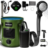 Portable Shower for Camping, 6000mAh Rechargeable Camp Shower Pump with Immersion Water Heater, 6.6 Gal Foldable Bucket, 4 Spray