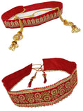 Navti Creations Combo Of 2 Red Kamarband/Bridal Belt/Waist Hip Belt (Adjustable) Width 3Cm & 5Cm (Minaar & Flower Design)