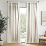 Topfinel 96 Inch Long 100% Blackout Pinch Pleated Curtains Birch 2 Panels