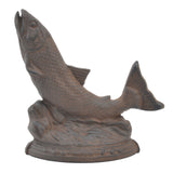 Fish Doorstop Distressed Brown Cast Iron Nautical Home Decor 7.75 Tall