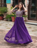 Wedani Faux Georgette Sequins-Work Anarkali Kurta Set For Women (In Alpha Xl Regular Purple),PURPLE,XL,,,