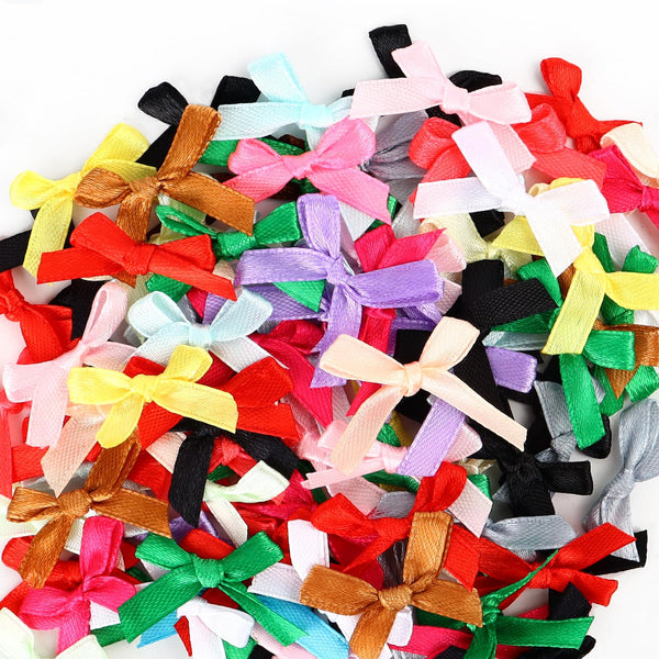 100Pcs Mini Ribbon Bows for Wrapping, Small Tiny Gift Premade Bow Deco ...