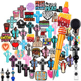 Tondiamo 60 Pcs Jesus Silicone Focal Beads for Pens Bulk Jesus Easter Beads for Beadable Pen Keychain Jewelry Bracelet Making DI