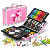 FELOFIX 145 Pieces Drawing Kit with Colour Pencils, Oil Pastels, Paint Brushes, Unicorn Theme Storage Case Art Set for Kids, Cra