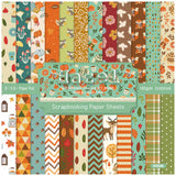 ZAKHSE Fall Scrapbook Paper 6x6, 24 Sheets Autumn Hazelnut Animal Pumpkin Patterned Cardstock, 24 Designs, Single Sided Harvest 