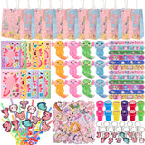 LiYiQ 134 Pcs Axolotl Party Favors included Straws Keychains Stamps Slap Bracelets Make Your Own Axolotl Stickers and Gifts Bags