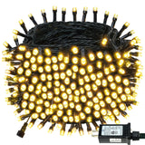 Connectable 300LED 99Ft 13Modes String Lights Indoor Outdoor | Extendable Green Wire Warm White Christmas Tree Lights with Timer