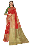 Glory Sarees Womens Banarasi Silk Saree (wedding_silk104red_Red)