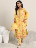 Libas Women'S Silk Blend Kurta Set (99513 Yellow L